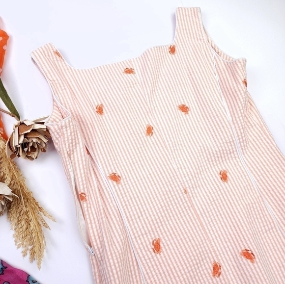 Bushwhacker Peach White Stripe Crab Seersucker Dress Sz 10 - Picture 12 of 14